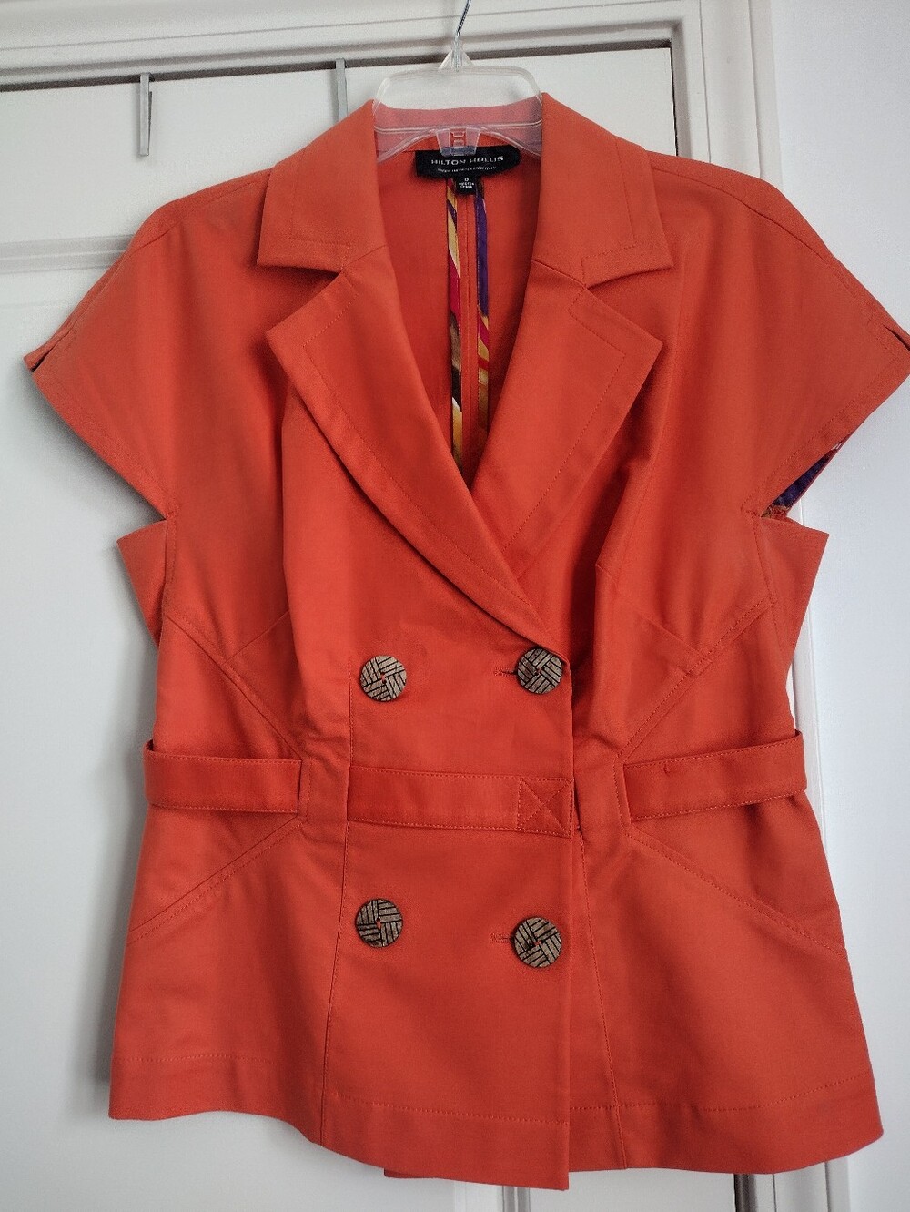 Hilton Hollis Orange Cap Sleeve Jacket Size 8